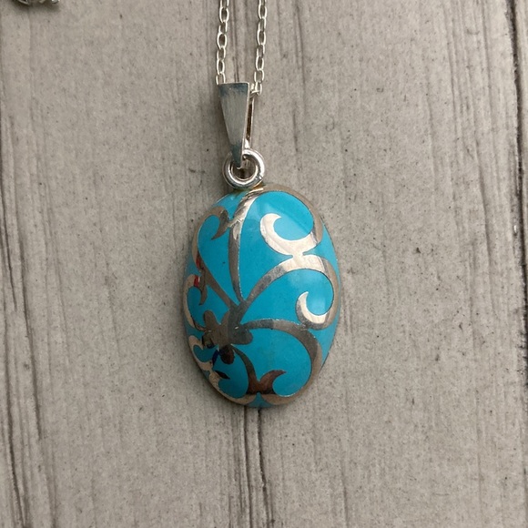 Sterling turquoise necklace - Picture 2 of 5
